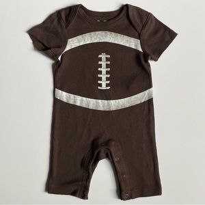 Football Romper Size 0 3 Months Outfit one piece Brown White Cotton Worn Once